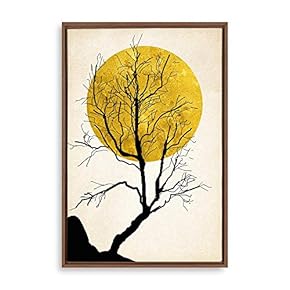 Framed Canvas Home Artwork Decoration Nordic Style Moon Canvas Wall Art for Living Room, Bedroom - 16x24 inches
