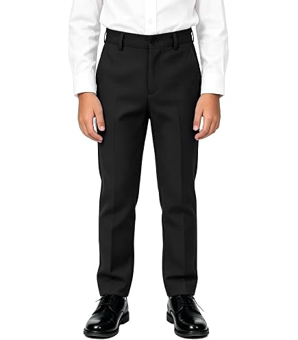 Johnnie Lene Boys Flat Front Slim Fit Dress Pants #JL36 (2T, Black): Clothing, Shoes & Jewelry