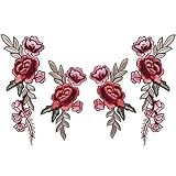BBTO 4 Pieces Embroidered Patches Flower Patches Sew Iron on Patch Sticker Applique Badge for Dress, Hat, Shoes, Jeans (2 Sizes)