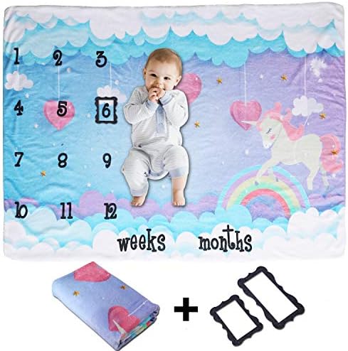 Mueenlife Baby Monthly Milestone Blanket - Milestone Blanket Boy Girl Monthly Blanket Newborn Photography Props Baby Shower Gifts