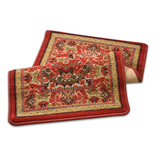 Persian Medallion Red Doormat, Slip Resistant Rubber