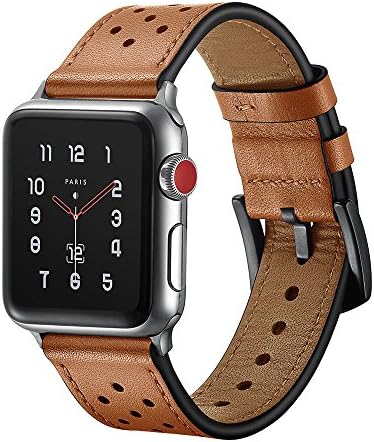 SUNKONG For Apple Watch Band Genuine Leather 38mm, Sports and Fashionable Premium Genuine Leather iWatch Band for Apple Watch Series 1/2/3 and All Models, Apple Watch Band 38mm Leather