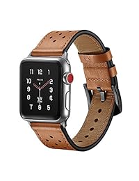 SUNKONG   Correa de piel auténtica compatible con Apple Watch Series 1 2 3 y todos los modelos, para Apple Watch Band 38 1.654 in, 42 mm