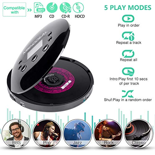 Portable CD Player, MONODEAL Rechargeable Personal Compact Disc CD
