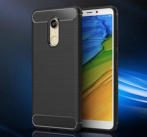Bracevor Brushed TPU Back Cover for Xiaomi Redmi Note 5 [2018] - Black | Rugged Armor Case | Carbon Fiber Texture