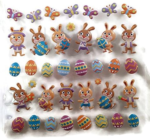 3d Easter Bunny and Eggs Stickers - 38 Pieces Per Set