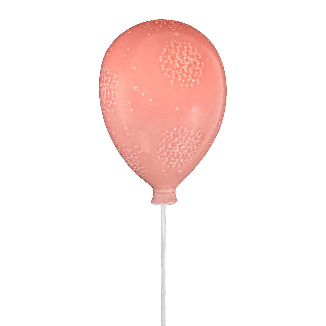 Kids Balloon Night Light, Glossy Pink Ceramic, Wall Mounted