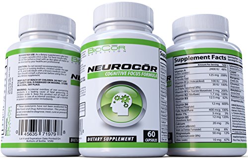 BioCor Nutrition NEUROCOR Cognitive Focus Formula Pills - Improve Mood - Boost Memory Function & Clarity - Improve Concentration and Alertness - Study Aid (60 Capsules - 1 Month Supply)