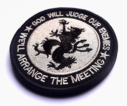 1piece 8CM Velcro US Navy Seals Tactical Patch Skull God will judge our enemies (Black)