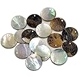 Shell Beads, Conbay 300Pcs Mussel Flat Shell Beads with Hole, Round Coin Charm Beads for DIY Jewelry Making and Home Decoration (15mm, Iridescent Back)