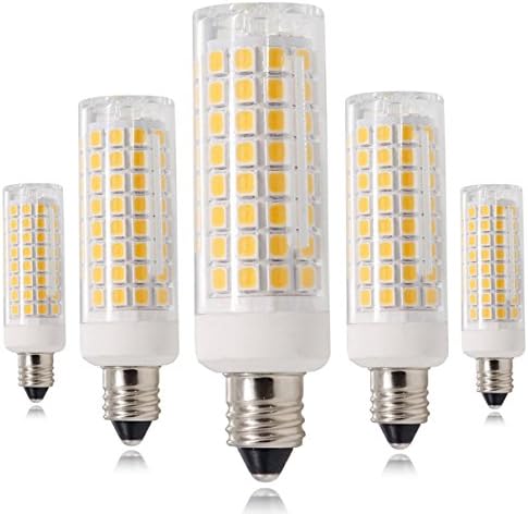 E11 LED Bulb, Mini Candelabra Base, Dimmable 7W 730LM 120V Equivalent T3/T4 JD 75W E11 Indoor Lighting Bulb Warm White 3000K (5 Pack)