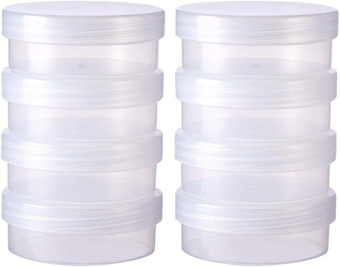 BENECREAT 8 PACK 50ml/1.69oz Round Frosted Plastic Bead Storage