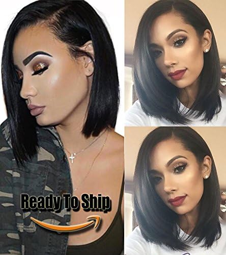 COLODO Hair 10A Brazilian Short Bob Lace Front Wigs Straight Human Hair Glueless Lace Front Wigs for Black Women with Baby Hair 8 Inch