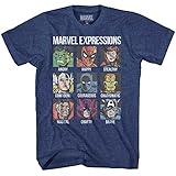 Avengers Expression Moods Spider-Man Hulk Thor Iron Man Black Panther Strange America Mens Adult Graphic Tee T-Shirt (Navy Heather, XXX-Large)
