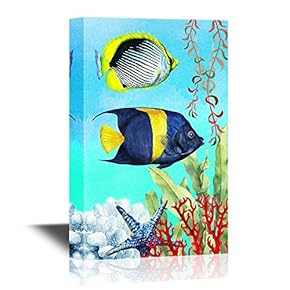 Canvas Wall Art - Tropical Fish Under The Sea - Gallery Wrap Modern Home Art | Ready to Hang - 12x18 inches