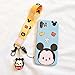 Soft TPU Blue Mickey Mouse Case with Charm Strap for iPhone X iPhoneX Wearable Smooth Ultra Slim Fit Disney Cartoon Tsum Tsum Protective Shockproof Cute Lovely Fashion Gift Girls Teens Kids Women