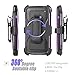 LG Escape 3 Case, LG Phoenix 2 Case, LG K8 Case, Venoro Hybrid Full Body Heavy Duty Armor Holster Defender Case Cover with Kickstand and Swivel Belt Clip (Purple)