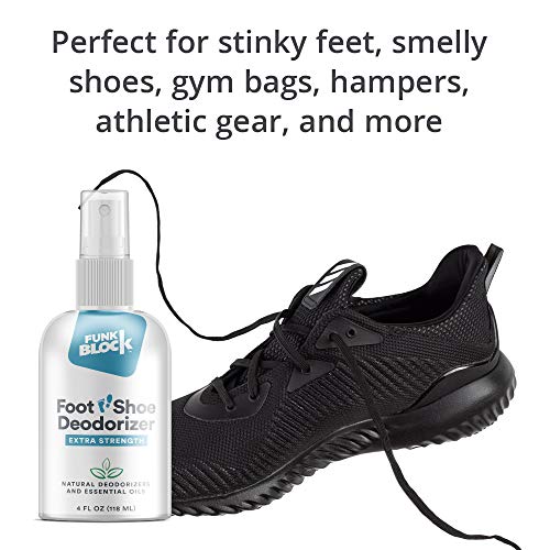 FunkBlock Shoe Deodorizer & Foot Spray - Powerful Shoe Odor Eliminator Safe or All Shoes and Feet - Shoe Odor Eliminator Spray with Strong, Natural, Funk-Fighting Ingredients