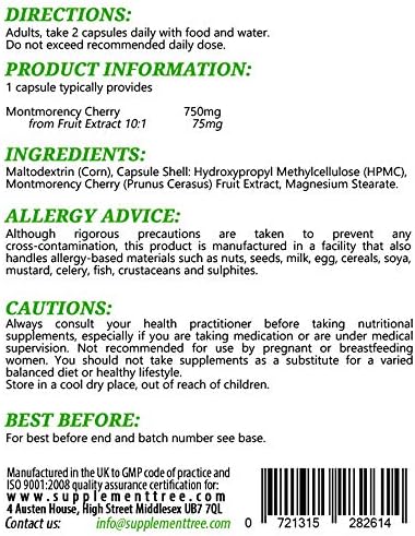 Montmorency Cherry Capsules 1500mg, 90 Vegan Capsules, High Strength Pure Freeze Dried Cherry Powder Extract - Image 3
