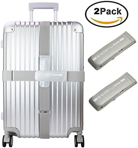 LLFSD Adjustable Luggage Straps Suitcase Belt Travel Bag Strap (Grey 2-Pack)
