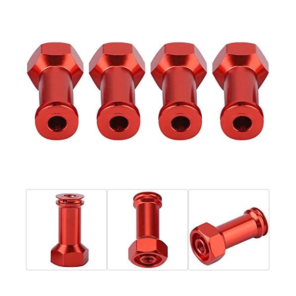 Dilwe RC Auto Sechskantnabe Verlängerungsadapter, 4 Stücke Metall Radnabe Erweiterungsadapter Zubehör für WLtoys A959… – Bild 3