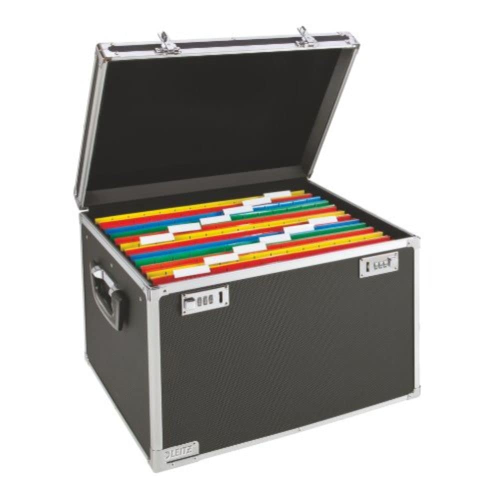Leitz 67150195 Lockable Suspension File Chest, Foolscap, 30 File Capacity, Colour: Black/Chrome, 67150095