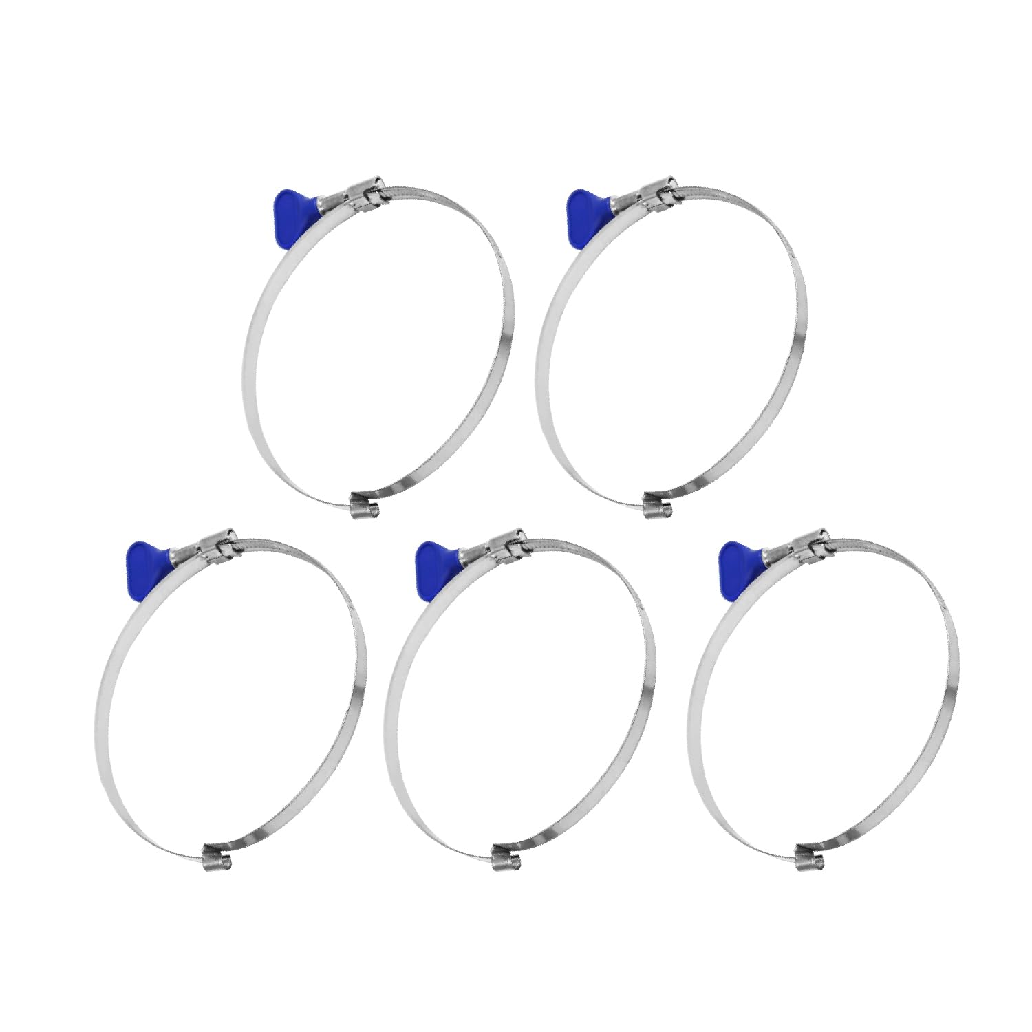 POWERTEC 70224 2-1/2 Inch Left Hand Keyed Bridge Hose Clamp, Thumb Screw Key Adjustable Stainless Steel Hose Clamps for Dust Collection, Dust Collector and Dryer Vent Hose, 5 Pack