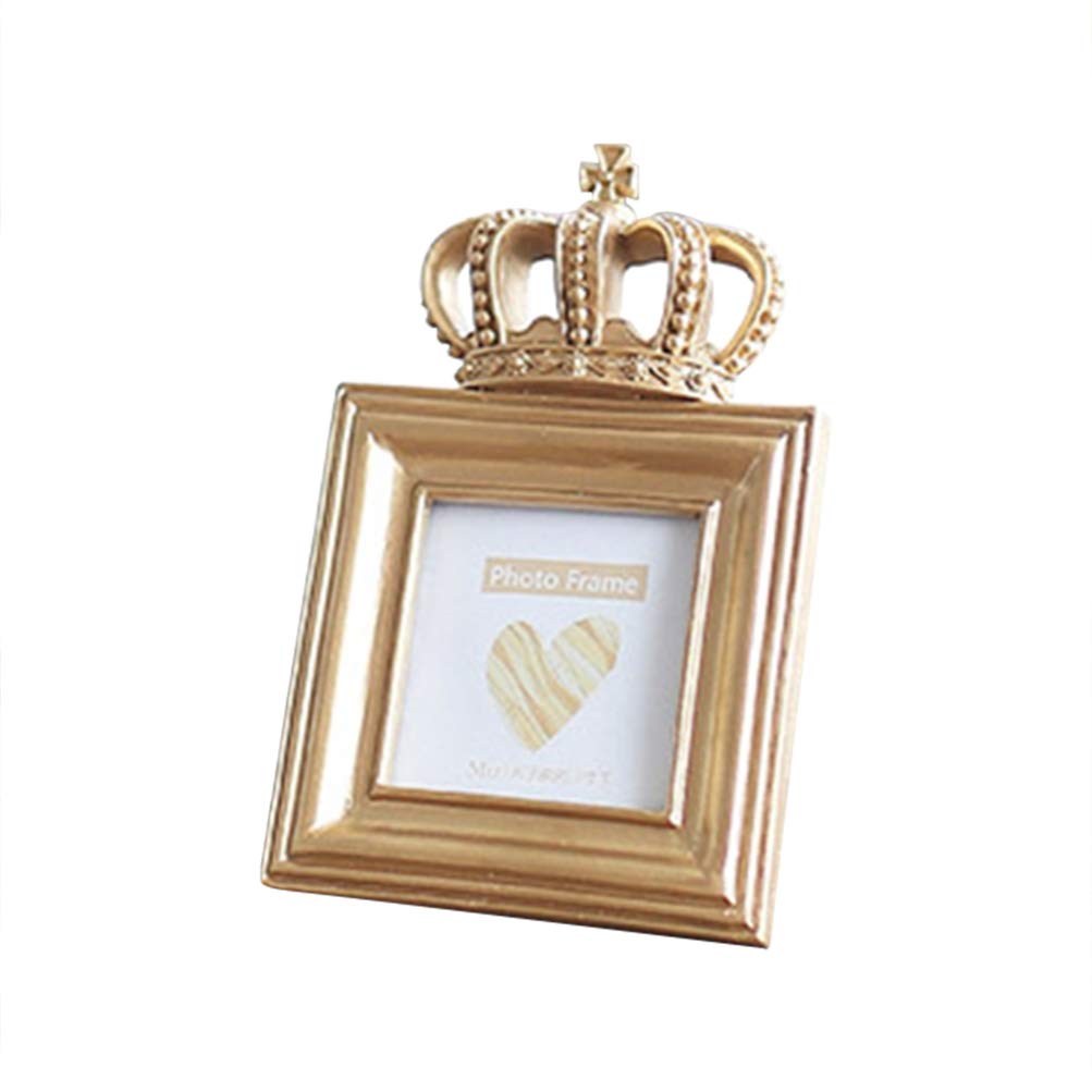 IMIKEYA Princess Picture Frame Baroque Crown Photo Frame Antique Resin Table Top Frame Desktop Place Card Holder for Bedroom Tabletop Wall Hanging 3inch Style E