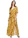 Milumia Women's Boho Vintage Print Split Tie Waist Maxi Dress Yellow Large