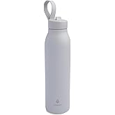 Manna Bonnie Modern Flip Insulated Stainless Steel Bottle with Straw Lid and Carrying Loop - 20 Oz - Hail