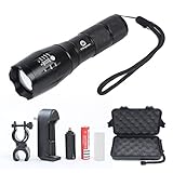 O’Brighton Best and Brightest LED Tactical Flashlight, Zoomable Adjustable Focus, 5 Modes 1000 Lumens, Water Resistant, Outdoor Torch with Rechargeable 18650 Lithium Ion Battery and Charger