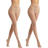 Viyongan Shiny Pantyhose for Women Ultra Oil Shimmer Tights High Waist Dance Tights Run Resistant 2 Pairs