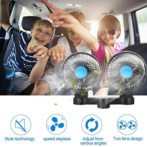Car Fan for Back Seat, Car Seat Fan Cigarette Lighter, Fan for Car 12V Headrest Black 4inches