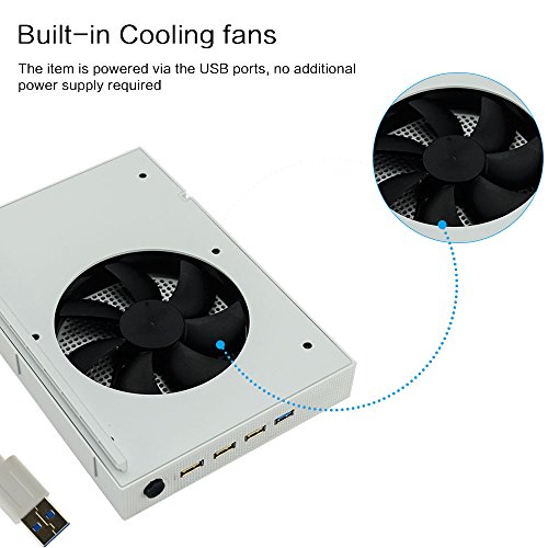 Xbox One S Vertical Stand Cooling Fan and 4 Ports USB Hub for