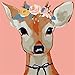 YEESAM ART Paint by Numbers Framed for Kids Children, Deer Fawn Wearing Flowers 10x10 Inch Linen Canvas Acrylic DIY Number Painting Kits Gifts