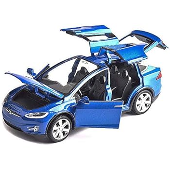 kuosbiu 1:32 Scale Car Model X90 Tesla Pull Back Alloy Model Cars with Sound & Light Diecast Car Toy Cars Kids Toys Collection (Blue)
