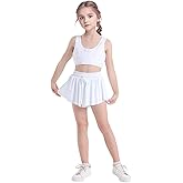 Girls Flowy Skirt Shorts Preppy Shorts 2 in 1 Butterfly Running Shorts with Pockets for Dance School Wear Gym Fitness Sleep