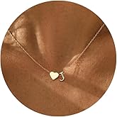 Initial Necklace for Women 18K Gold Plated Stainless Steel Tiny Heart Letter Necklace Personalized Name Necklace