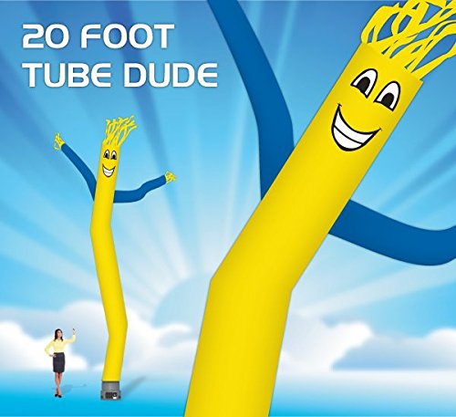 20 Foot Fly Guy - Inflatable Tube Man - Sky Puppet Dancing Balloon. Fits all 18 inch fans. Yellow Body with Blue Ar