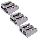 Pencil Sharpener Metal with Double Hole Manual for 6mm and 8mm Pencils,Pack of 3