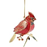 Beacon Design Cardinal 3D Hanging Ornament, 3.8" x 2.6", Solid Brass, Red Bird Decoration, Hand-Assembled