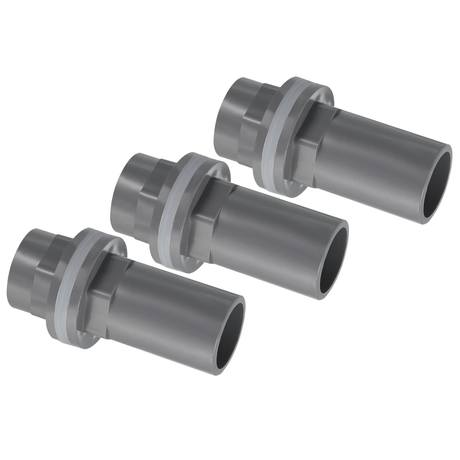 PATIKIL PVC Water Tank Pipe Fitting 3/4" ID DN20, 3 Pack Straight Tube Adapter Connector, Grey