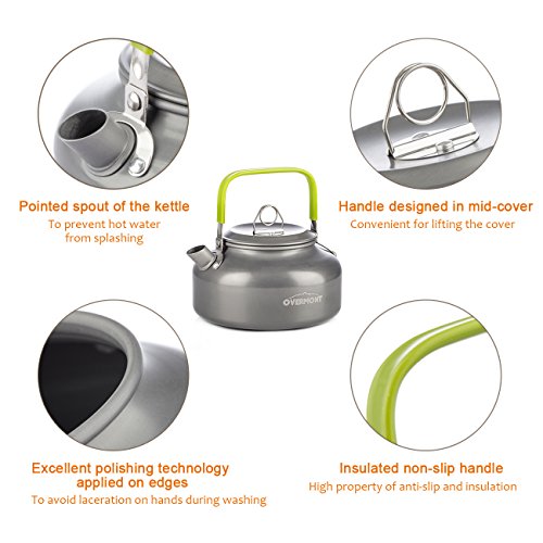 Overmont Camping Kettle Camp Tea Kettle Camping Coffee Pot Aluminum