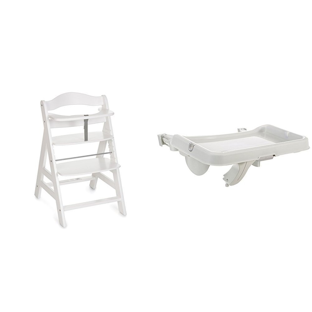 hauck Alpha+ Wooden Highchair - White + Alpha Tray