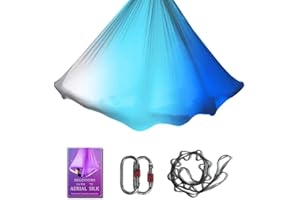 SYCYKA Aerial Yoga Hammock L:5M W:2.8M 5.5 Yards Aerial Pilates Silk Yoga Swing Set with 2000 Ibs Load Include Daisy Chain, Pose Guide