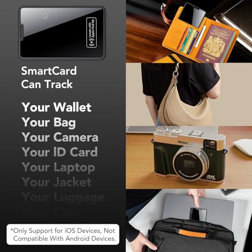 Air Tag Card Wallet Tracker, 1 Piece, Rechargeable Find Objects Wallet, Smart Tag Compatible with Apple Where Is (iOS Only), Bluetooth Locator for Wallet/Suitcase/Bags, IP68 Waterproof