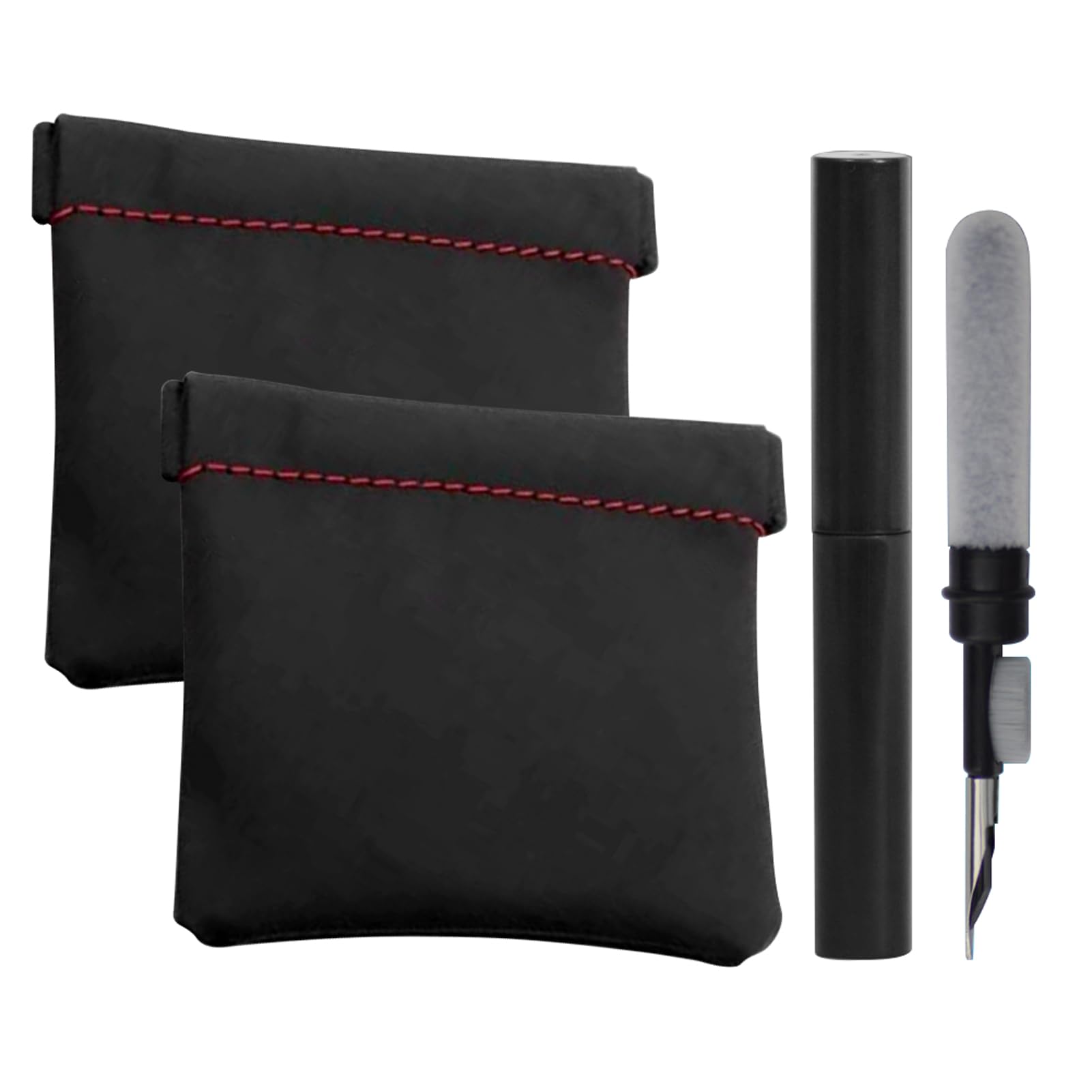 2pcs Earphone Pouch PU Leather Headphone Organizer Bag with 1pc Earphone Cleaning Pen, for Storing Headphones, Coins, Keys, Charging Cables, Jewelry