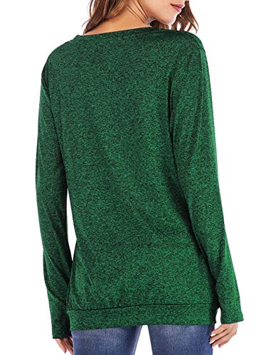 image for Miskely Womens Long Sleeve Round Neck Casual Blouse with Pocket Quick-
