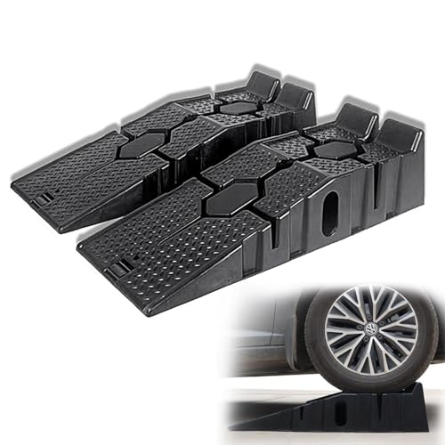 XTECH Car Ramps 2 PCS, Universal Drive 3 Ton Lifting Capacity, Portable High Lift Ramps for Vehicle Repair Places, Heavy Duty