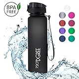720°DGREE Water Bottle uberBottle Sports Bottles - Tritan Plastic - BPA Free | Ideal Drinking for School, Fitness, Outdoor, Camping | Simple 1-Click Opening | Black, 1 Liter, 32oz